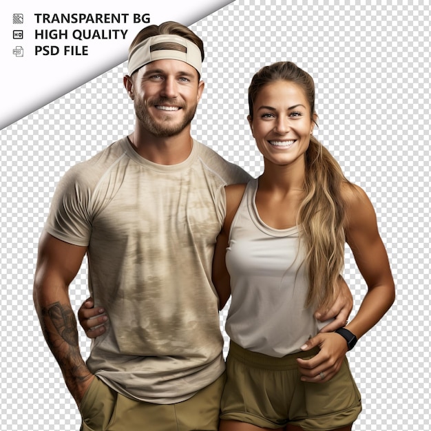 PSD american couple gymming ultra-realistischer stil mit weißem rücken