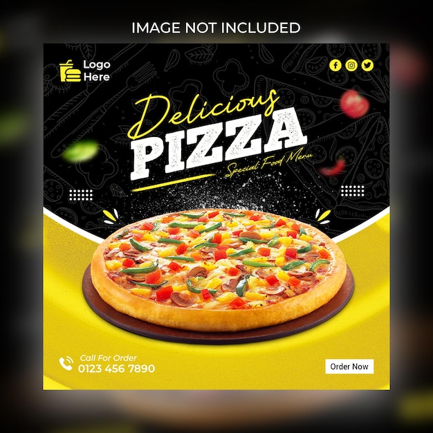American Delicious Pizza und Speisekarte Social Media Banner Vorlage
