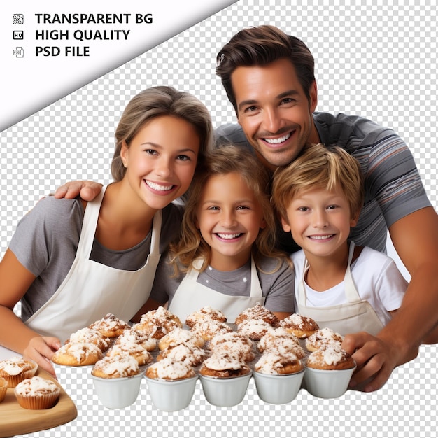 PSD american family baking ultra-realistischer stil weißer hintergrund