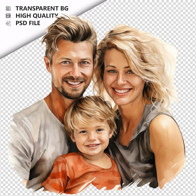 PSD american family drawing ultra-realistischer stil weißer hintergrund