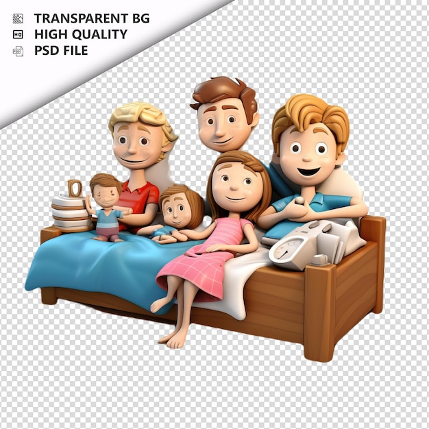 PSD american family dreaming 3d cartoon estilo fundo branco