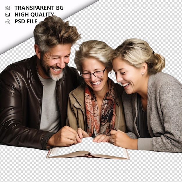 PSD american family writing ultra-realistischer stil mit weißem hintergrund