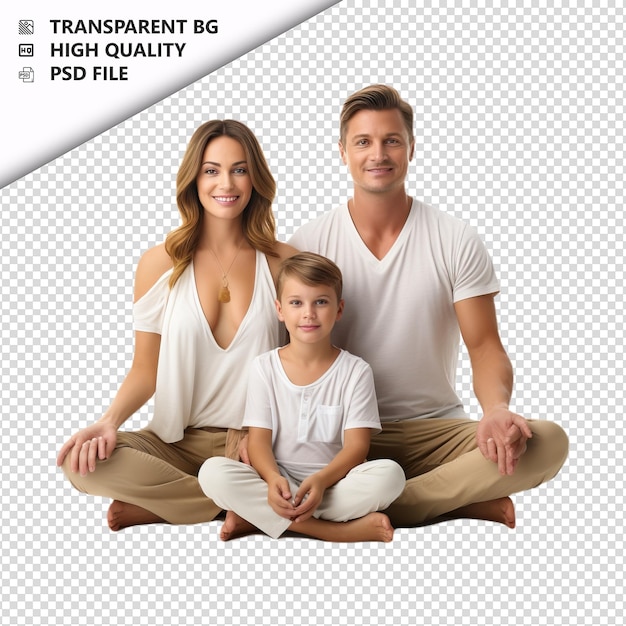 American family yoga ultra-realistischer stil mit weißem hintergrund