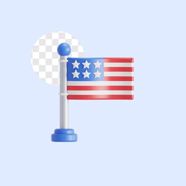 American flags 3D illustration