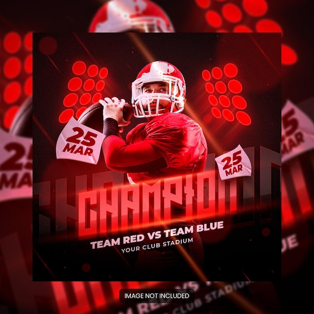 American football gameday zeitplan club square social media banner oder flyer