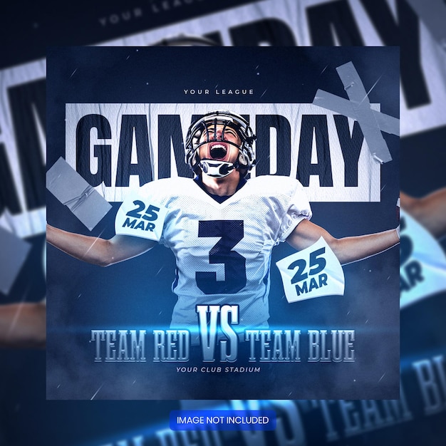 American football gameday zeitplan club square social media banner oder flyer