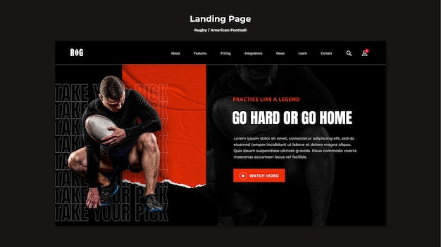 PSD american football landing page