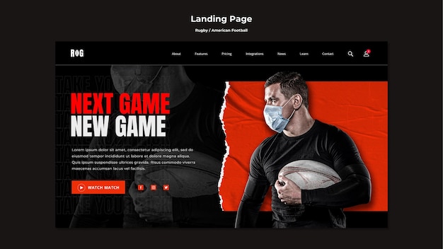 PSD american football landing page