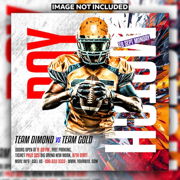 American Football Match Day Flyer e modelo de banner de postagem de mídia social