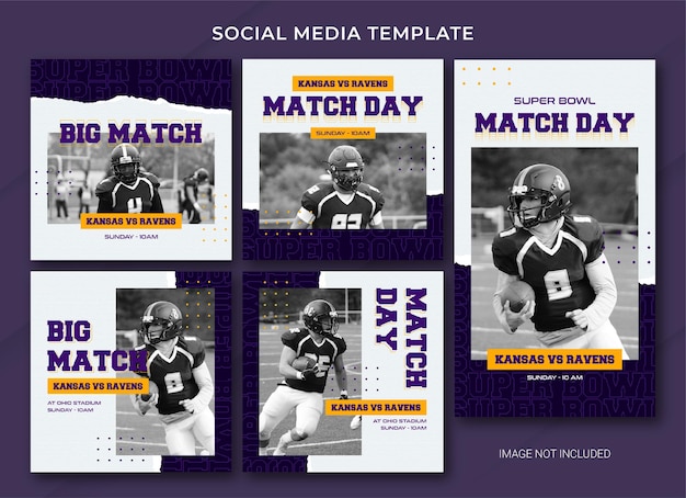 American football social media post-bundle-vorlage