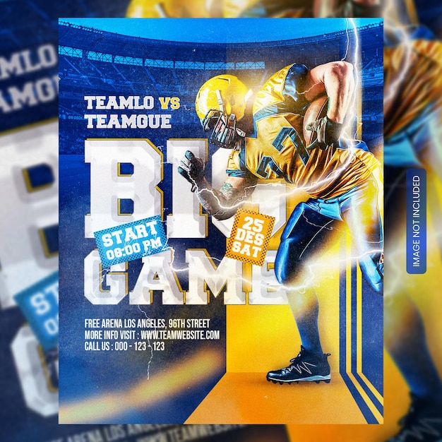 PSD american football spieler flyer oder social media vorlage