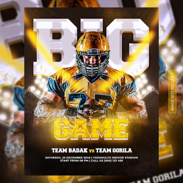 American football spieler flyer oder social media vorlage