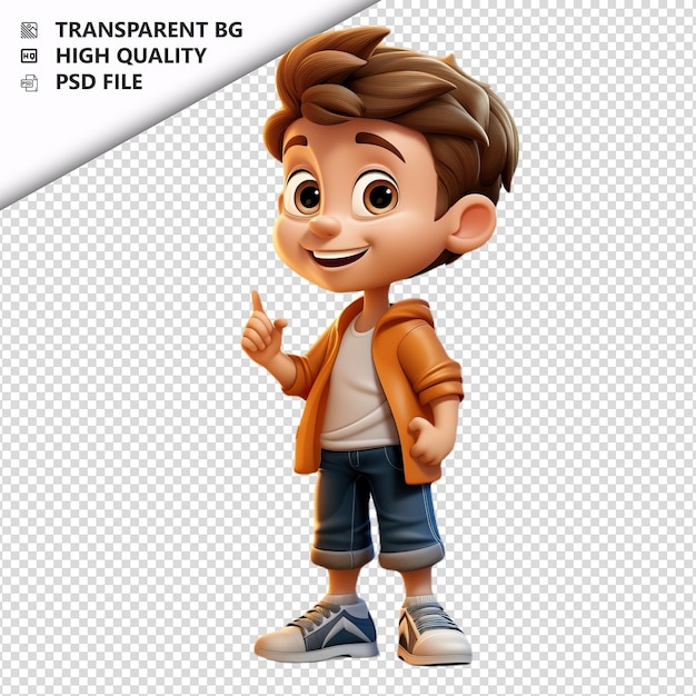 PSD american kid en train de discuter en 3d sur fond blanc dans le style de dessin animé