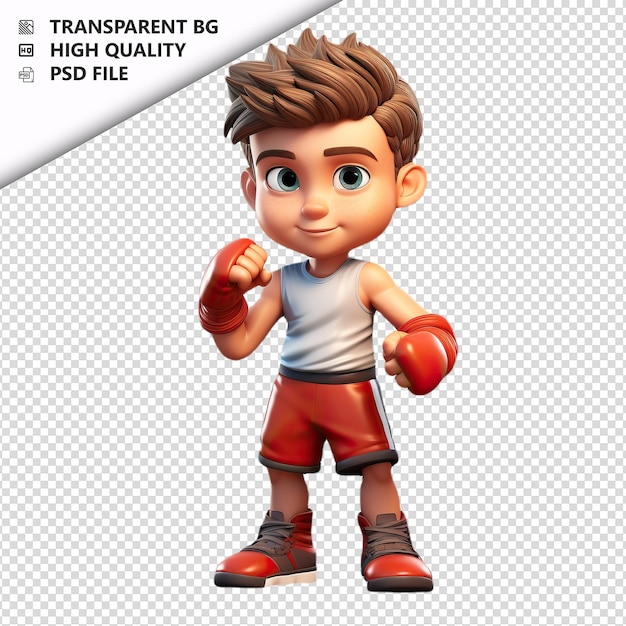 PSD american kid training 3d style dessin animé à fond blanc i