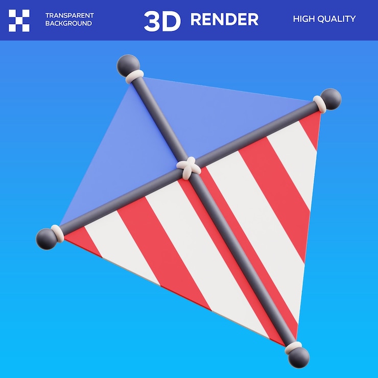 PSD american kite 3d icon illustration