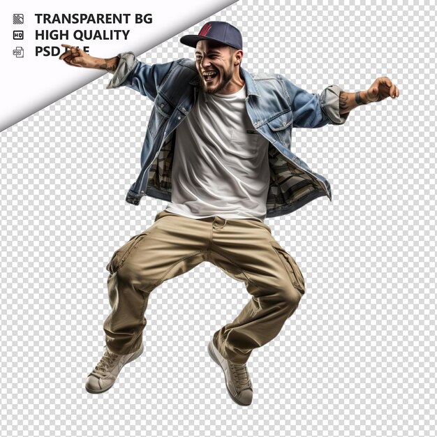 PSD american person dancing ultra realistic style com costas brancas