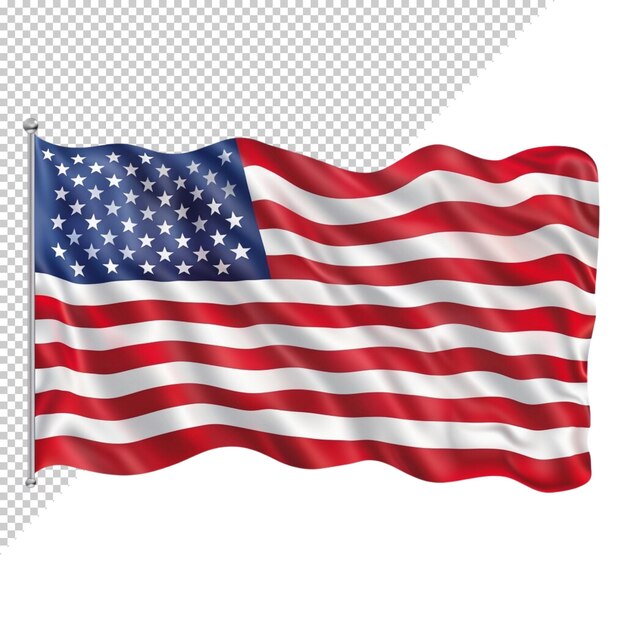 PSD amerikanische flagge auf durchsichtigem hintergrund