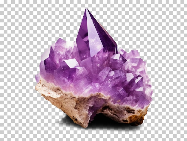 Amethyst-Kristalldruse-Makromineral isoliert auf transparentem Hintergrund, PNG-PSD