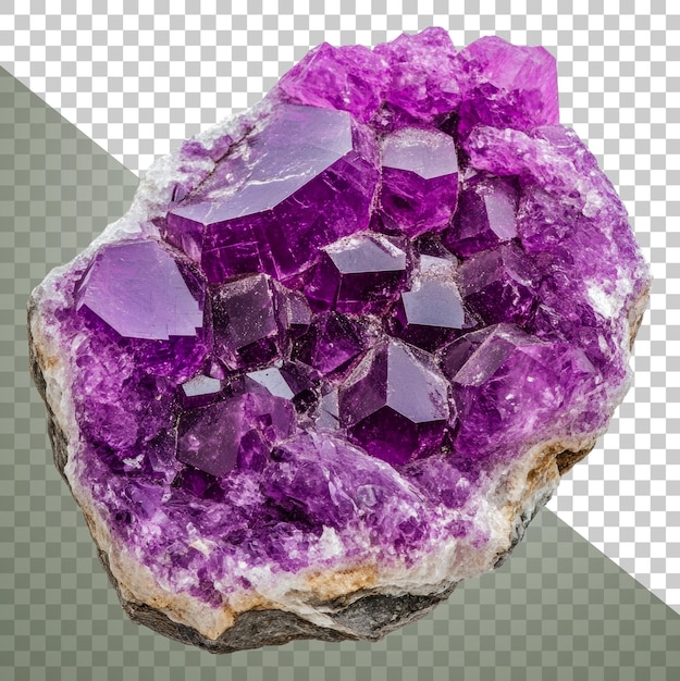 Ametista roxa em base de pedra cortada em stock png