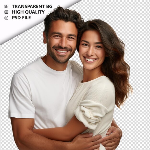 PSD amigável casal latino estilo ultra realista fundo branco