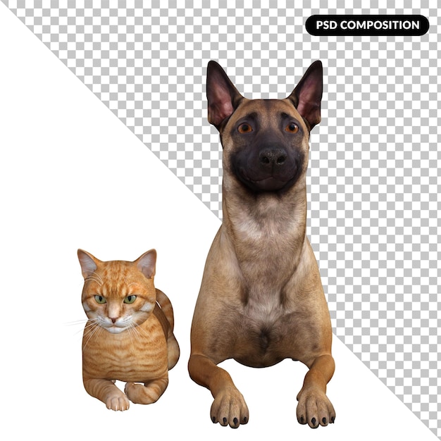 PSD amigo do cão isolado 3d