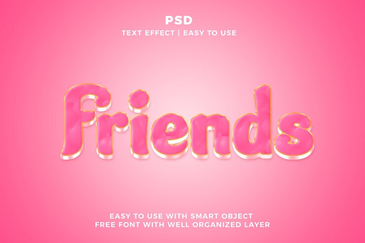 PSD amigos 3d editable photoshop estilo de efecto de texto psd con fondo