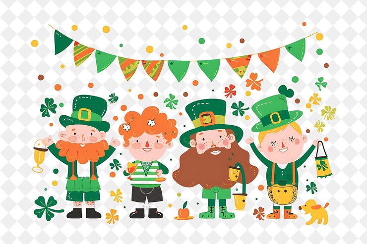 PSD amigos celebrando el día de san patricio el diseño es festivo y el festival de ilustración plana del mundo