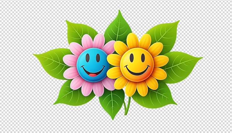 PSD amigos sonrientes de las flores