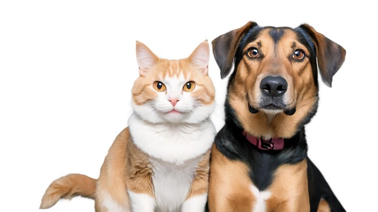 PSD amistad entre perro y gato aislado en fondo transparente amistad de mascotas psd jpeg png