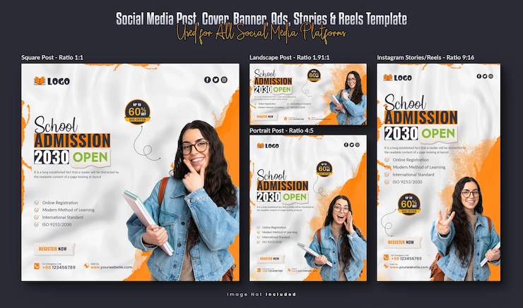 PSD ammissione a scuola social media instagram banners reels storia template