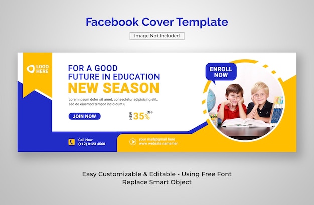 Ammissione alla scuola per bambini Copertina Facebook o banner web