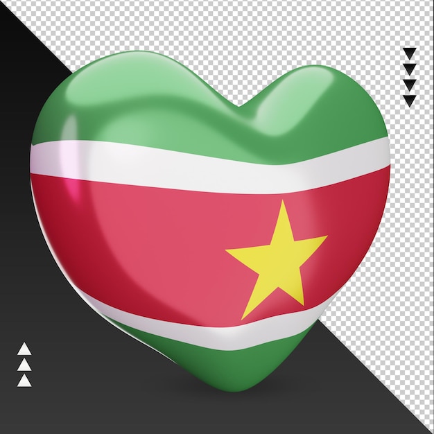PSD amo a lareira da bandeira do suriname, renderização em 3d, vista esquerda