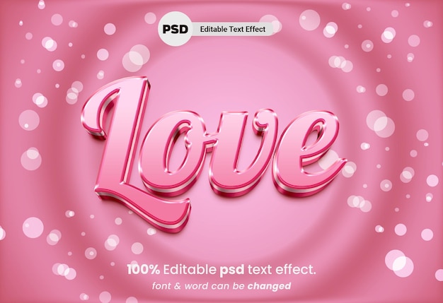 Amo efeito de texto psd editável em 3d