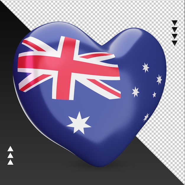 Amo la bandiera dell'Australia focolare 3d rendering vista a sinistra