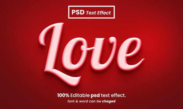 Amo o efeito de texto psd editável 3d premium