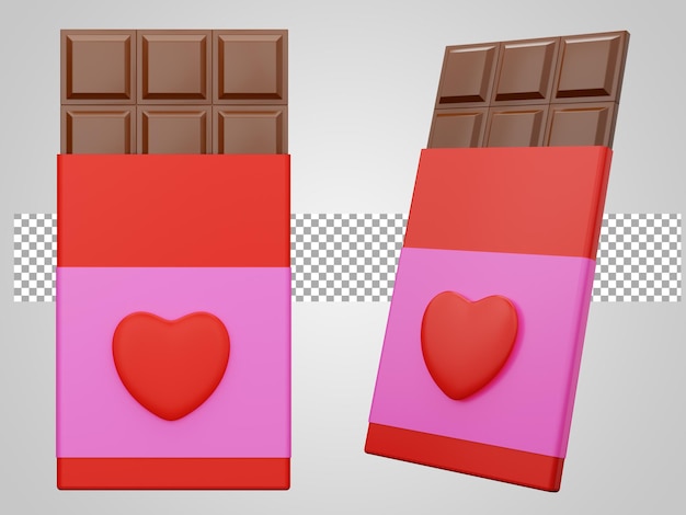 Amo os namorados de chocolate em fundo transparente 3d render