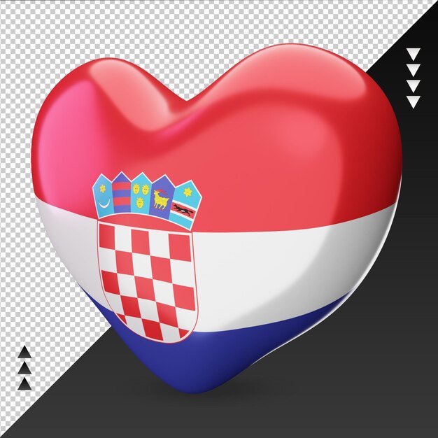 Amo la vista derecha de la representación 3d del hogar de la bandera de croacia