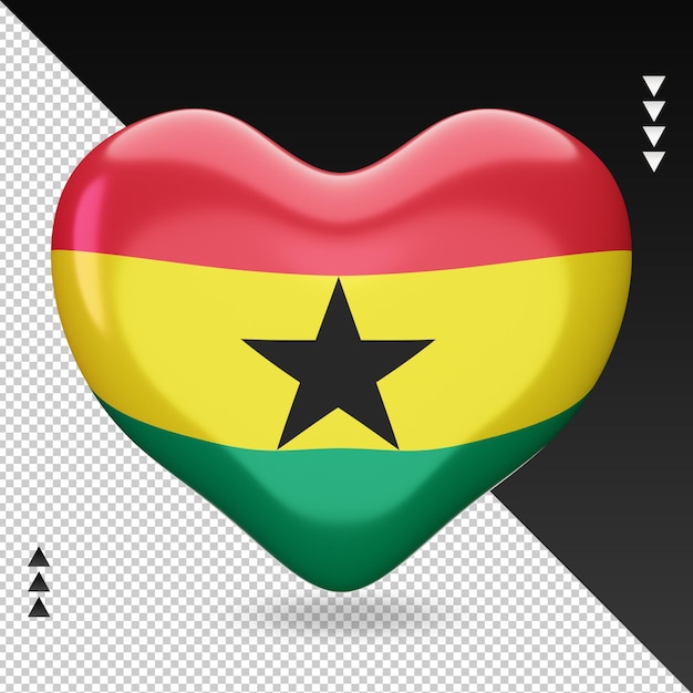 PSD amo la vista frontal de la representación 3d del hogar de la bandera de ghana