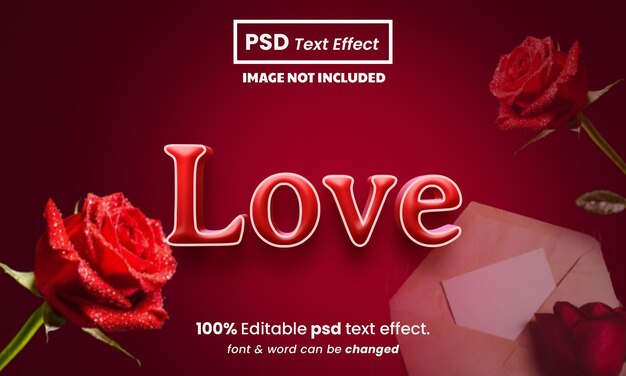 Amor 3d efecto de texto psd premium editable