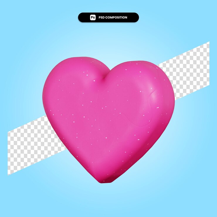 PSD amor, 3d, render, ilustración, aislado