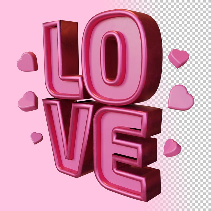PSD amor 3d render letra en negrita aislada en render 3d