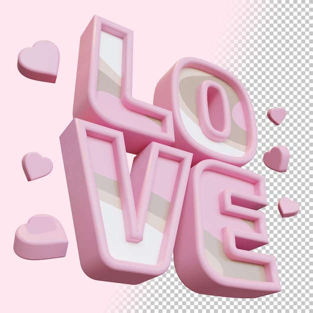 Amor 3d render letra en negrita aislada en render 3d