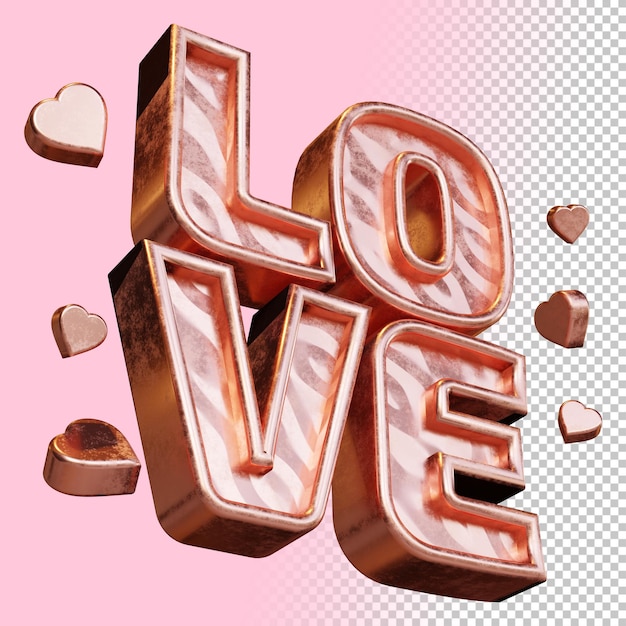 Amor 3d render letra en negrita aislada en render 3d