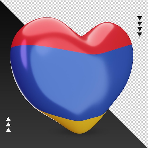 Amor Armenia bandera hogar renderizado 3d vista izquierda