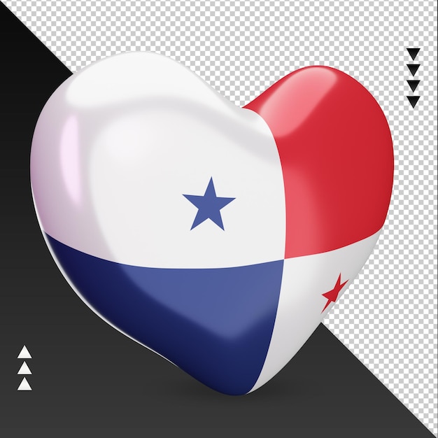 PSD amor bandera de panamá hogar renderizado 3d vista izquierda