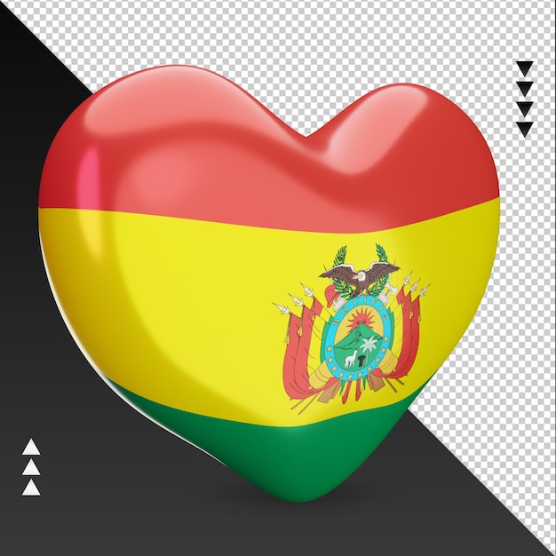 Amor Bolivia bandera hogar renderizado 3d vista izquierda