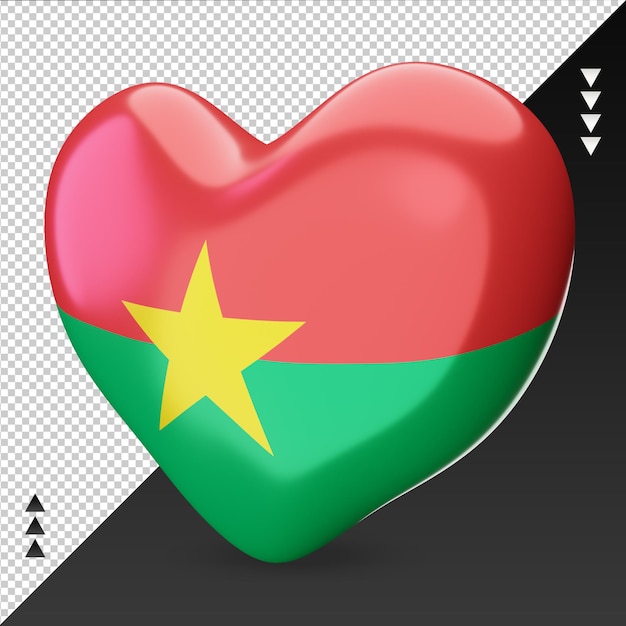 Amor Burkina Faso bandera hogar renderizado 3d vista derecha