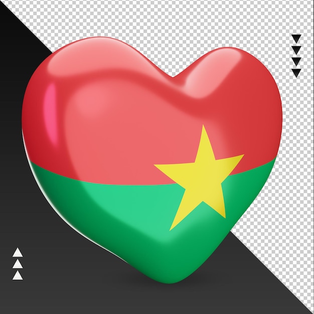 Amor Burkina Faso bandera hogar renderizado 3d vista izquierda