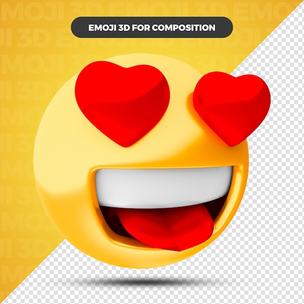 PSD amor corazón emoji 3d render para composición