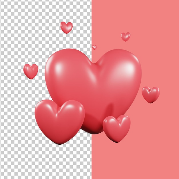 PSD amor, corazón, valentine, rojo, icono, 3d, render, ilustración